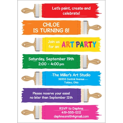 Kids Birthday Paint Party Invitation