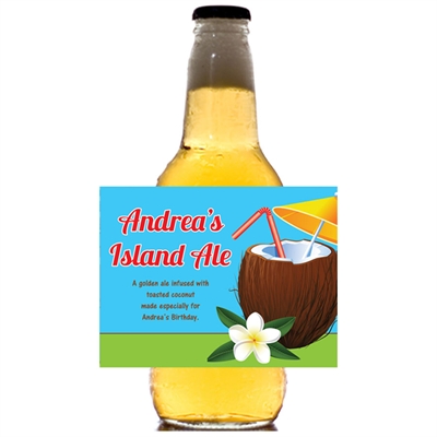 Luau Tropical Drink Party Beer Bottle Label
