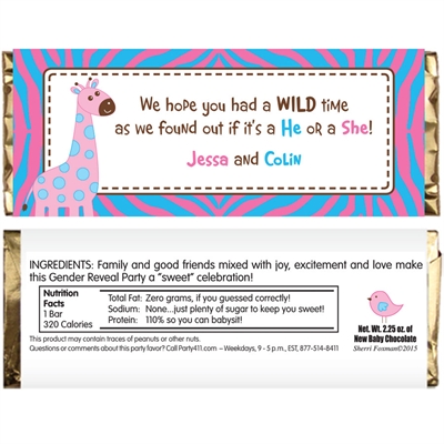Jungle Theme Gender Reveal Candy Bar Wrapper