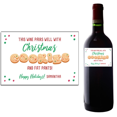 Christmas Cookie Exchange Wine Bottle Label