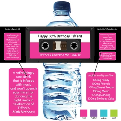 Mix Tape Theme Water Bottle Label