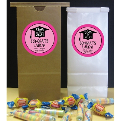 Graduation Cap Pink Theme Party Favor Bag