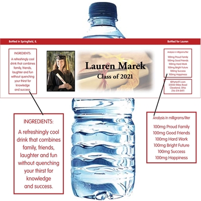 Graduation Photo Theme Water Bottle Label