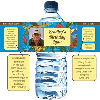 Hawaiian Shirt Water Bottle Label