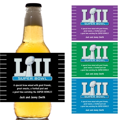 2018 Super Bowl 52 Theme Bottle Label, Beer 