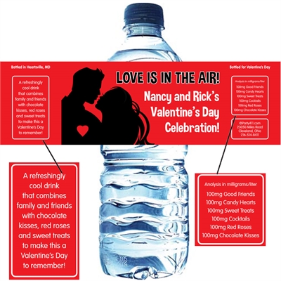 Valentine's Day Couple Theme Water Bottle Label
