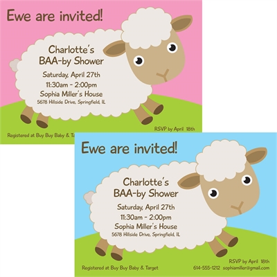 Baby Sheep Theme Baby Shower Invitation