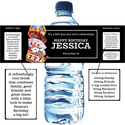 Casino Games Theme Water Bottle Label
