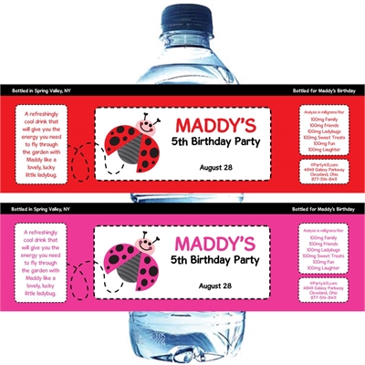 Ladybugs Theme Water Bottle Label