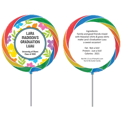 Graduation Luau Hibiscus Theme Lollipop