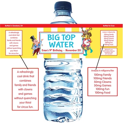 Circus Water Bottle Label