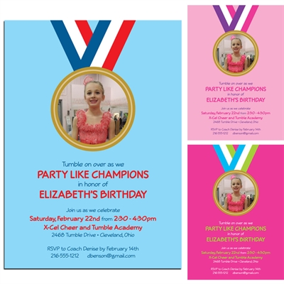 Gymnastics Gold Medal Photo Invitation