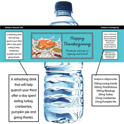 Thanksgiving Potluck Water Bottle Label