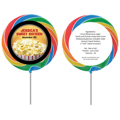 Hollywood Popcorn Theme Custom Lollipop