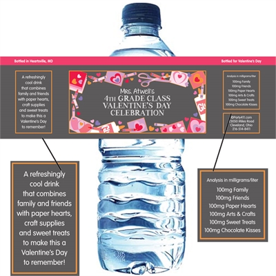 Valentine's Day Kids Theme Water Bottle Label