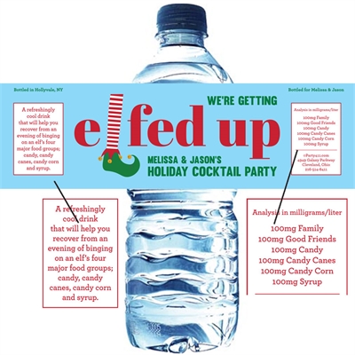 Elfed Up Christmas Party Water Bottle Label