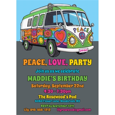 Hippie Bus Theme Invitation