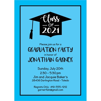 Graduation Cap Blue Invitation