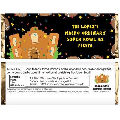 Super Bowl Fiesta Theme Candy Bar Wrapper