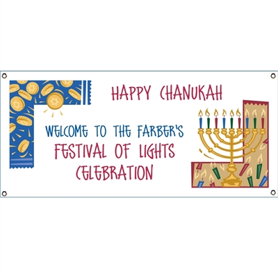 Hanukkah Symbols Theme Banner