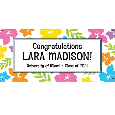 Graduation Luau Hibiscus Theme Banner