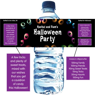 Halloween Eyes Water Bottle Label