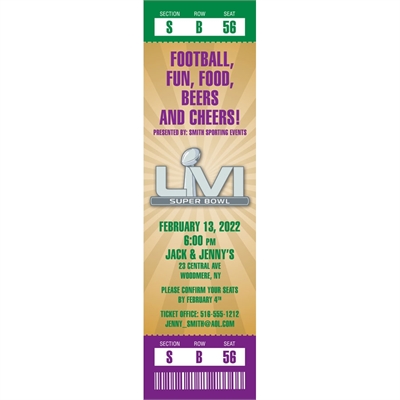 Mardi Gras Super Bowl Ticket Invitation