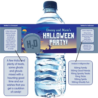Halloween Graveyard Water Bottle Label