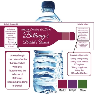 Wine Theme Shower Water Bottle Label