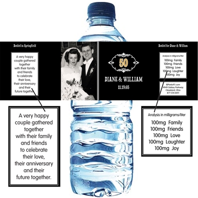 50th Anniversary Vintage Water Bottle Label