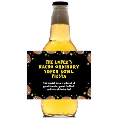 Super Bowl Fiesta Theme Beer Bottle Label