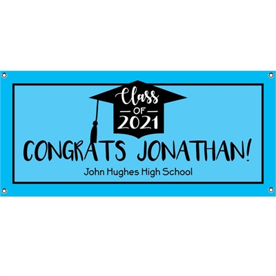 Graduation Cap Blue Theme Banner