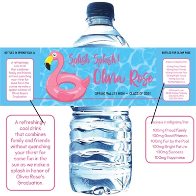 Graduation Pool  Party Theme Water Bottle Label