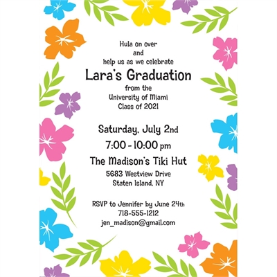 Graduation Luau Hibiscus Invitation