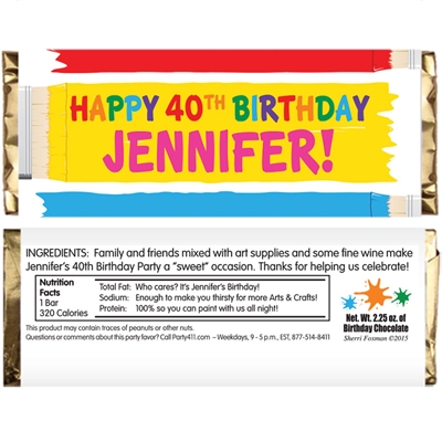 Birthday Paint Theme Candy Bar Wrapper