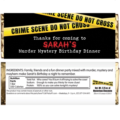 Crime Scene Theme Party Candy Bar Wrapper