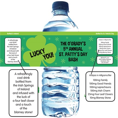 St. Patrick Day Irish Theme Water Bottle Labels