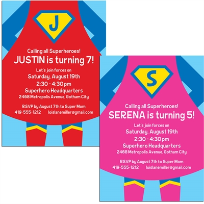 Superhero Theme Party Invitation