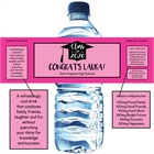 Graduation Cap Pink Theme Water Bottle Label