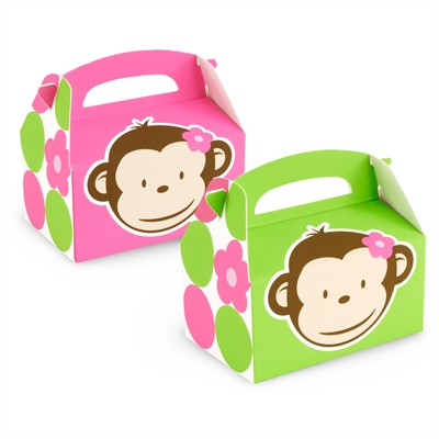 Pink Mod Monkey Empty Favor Boxes (4)