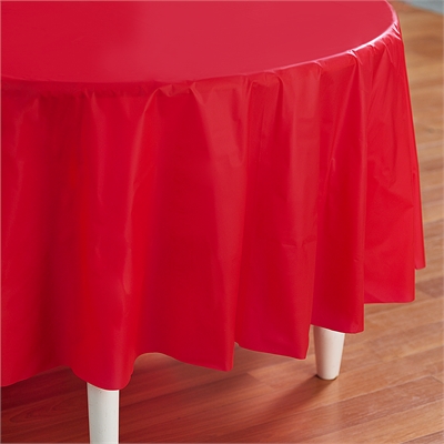Red Round Plastic Tablecover