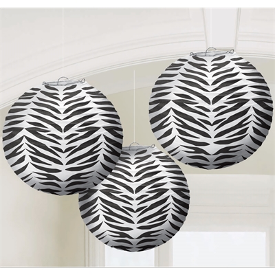 Zebra Print Round Paper Lanterns