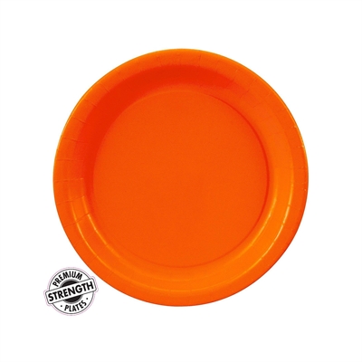 Orange Round Paper Dessert Plates (24)