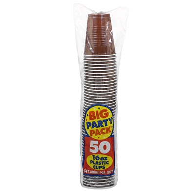 Brown 16 oz. Plastic Cups (50)