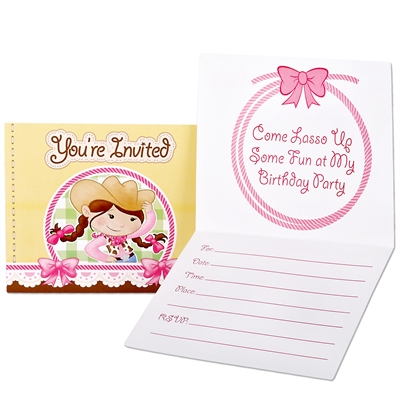 Pink Cowgirl Invitations (8)