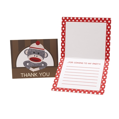 Sock Monkey Red Thank-You Notes