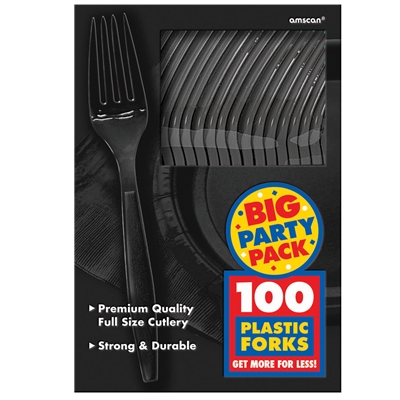 Black Plastic Forks (100)