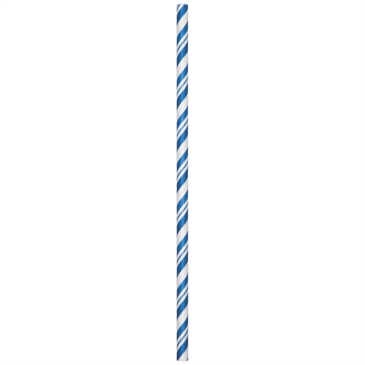 Blue and White Striped Paper Straws (24)