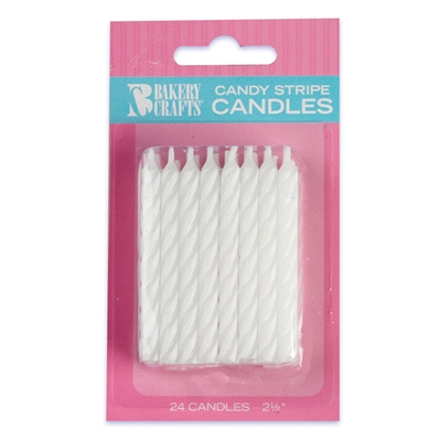 White Stripe Birthday Candles (24)