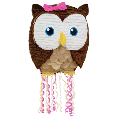 Owl Pink Pull-String Pinata